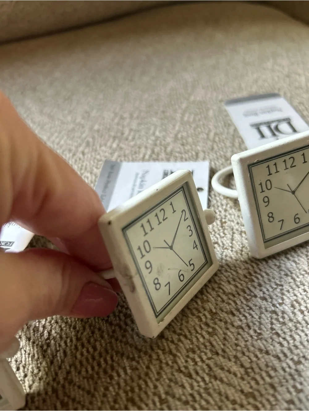NWT Square Clock / Watch Napkin Rings in Cream Lot of 4 Quirky Unique Dining